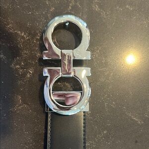 Salvatore Ferragamo Silver and Black Belt